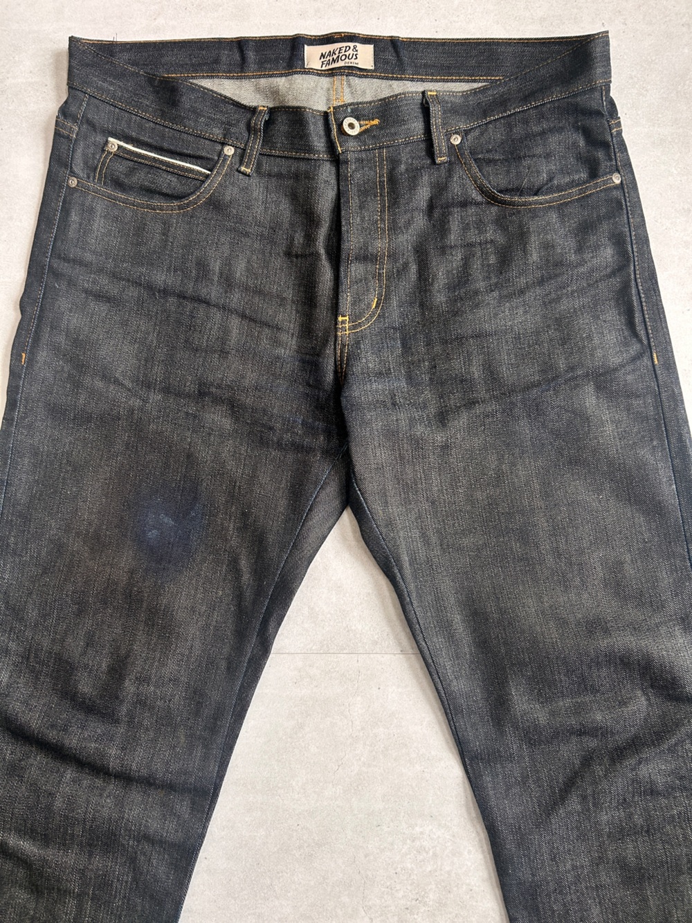 Naked & Famous Super Guy Left Hand Twill Selvedge Jeans Sz 38 Raw Denim - Picture 6 of 16